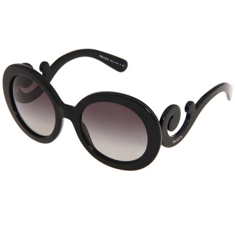 prada women's pr 27ns black minimal-baroque round sunglasses|Minimal Baroque .